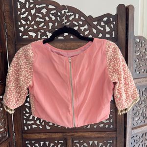 Brand New heavy Embroidered Pastel Pink Blouse