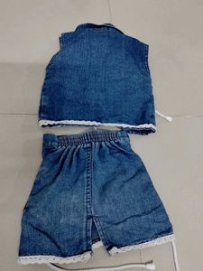 Denim Skirt And Shrug For 1-2 Year Girl