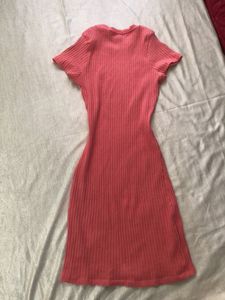 Zara Pink Ribbed Midi Dress