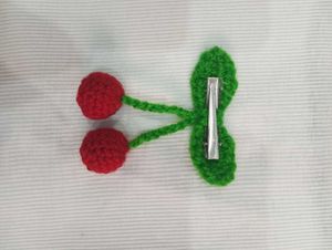 Handmade Crochet Cherry Hair Clip