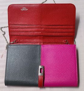 HERMES brand Hot Pink And Dark Grey Clutch With String