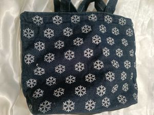 Denim Tote Bag with Snowflakes
