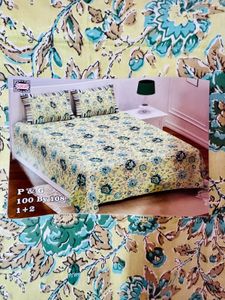 Floral Lime Green Cotton Bedsheet