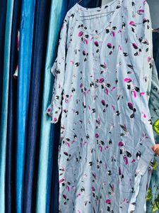 Floral Sky Blue Kurti