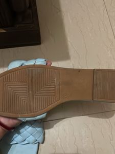 Light Blue Woven Slide Sandals