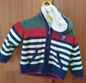 2 Striped Zip-Up Wool Jaket for Kids