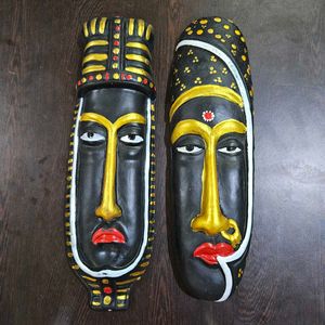 Terracotta Tribal Couple Face Decorative Wall Hang