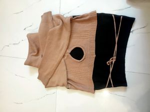 long neck ,full sleeves womens crop top