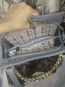 Gray Quilted Handbag