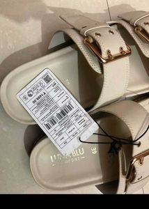 Luna Blu White Buckle Slides