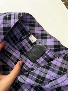 H&amp;M- Purple Plaid Pleated Mini Skirt