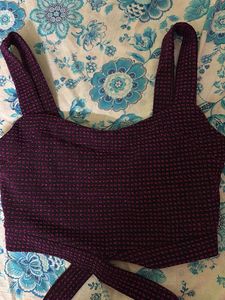 Tokyo Talkies Dark Pink Criss-Cross Tie Waist Crop