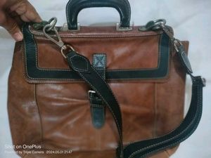 Used Genuine Leather Unisex Office Bag In Good Con