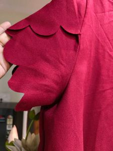 Red Sleeved Casual Dress