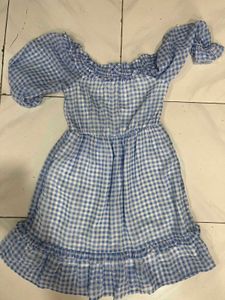 Blue Gingham Ruffle Dress
