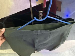Olive Green Slit Mini Skirt