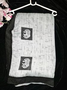 Grey & Black Beautiful Saree With Blouse