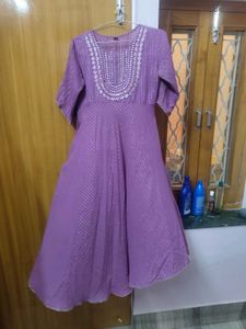 Lavender Embroidered Anarkali Kurti