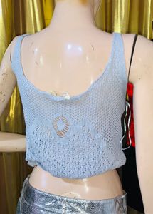 Blue Knit Tank Top