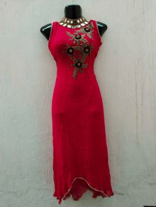 High Neck Mirror Work Kurti