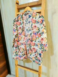 Orange Printed Shrug Size-38