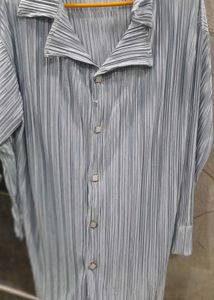 Pleated Button-Down Shirt