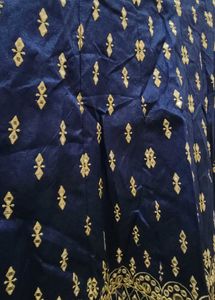 royal blue mirror work semi stitch bridal lengha