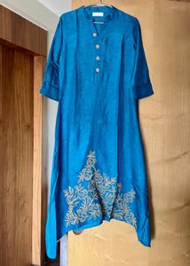 Pure Silk Embroidered Kurta With Pants