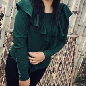 Green Ruffle Top