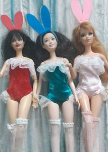 Set of three bunny costumes for barbie doll