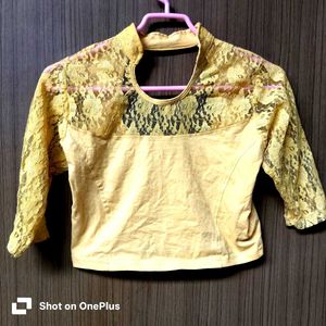 New Yellow Lace Detail Blouse