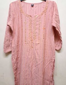 Elegant Pink Striped Kurta