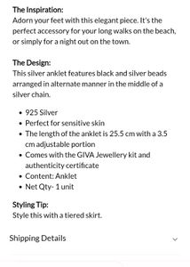 GIVA 925 Silver Anklet(1 Unit)