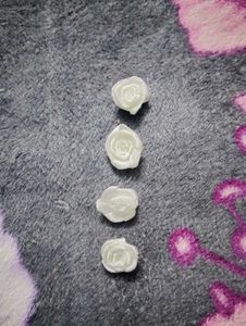 SET OF 10 WHITE RIBBON ROSES