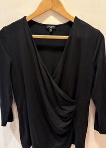 Talbots Black Wrap Top