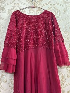 Maroon Sequin Party Dress