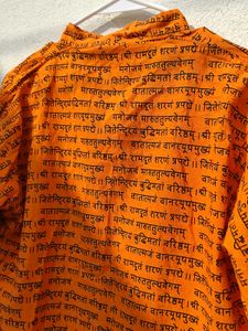 Full Sleeve Orange Kurta| Black Sanskrit Mantra