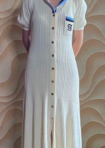 Old Money Dress With Collar And Button Adjustable