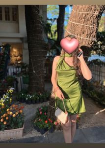 Olive Green Mini Party Dress