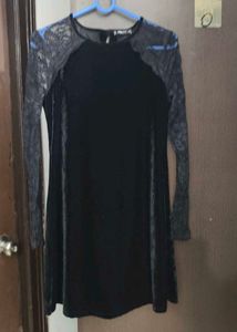 Lace Sleeve Black Dress