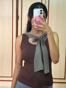 Ribbed Tank Top with Bow