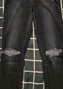 Women Grey Ripped Mom Jean