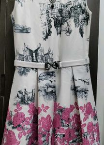 Unique Print Dress With Shrug And Pant