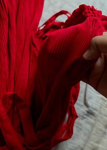 Red Midi Dress with Tie Waist