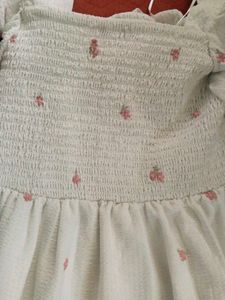 White Floral Smocked Dress
