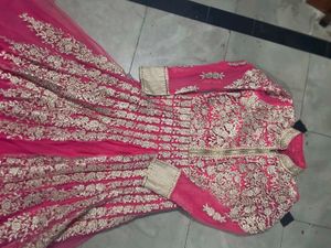 Pink &amp; Gold Embroidered Anarkali