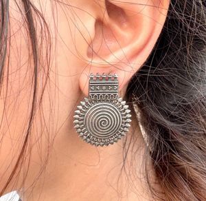 Silver Spiral Statement Earrings