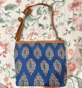 Blue Patterned Crossbody Bag