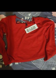 Chic Red Long Sleeve Top