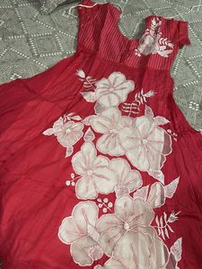 Pink &amp; White Anarkali Kurti
